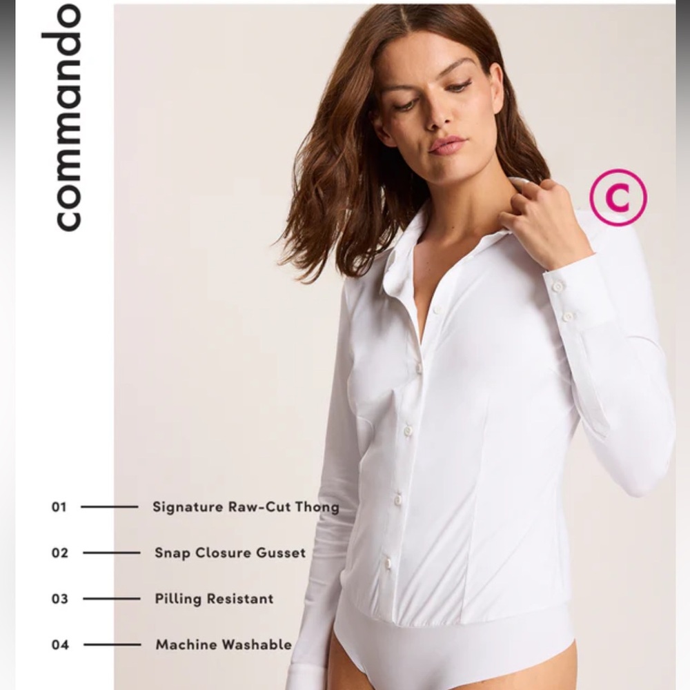 Commando White Long-Sleeve Classic Button-Front Bodysuit